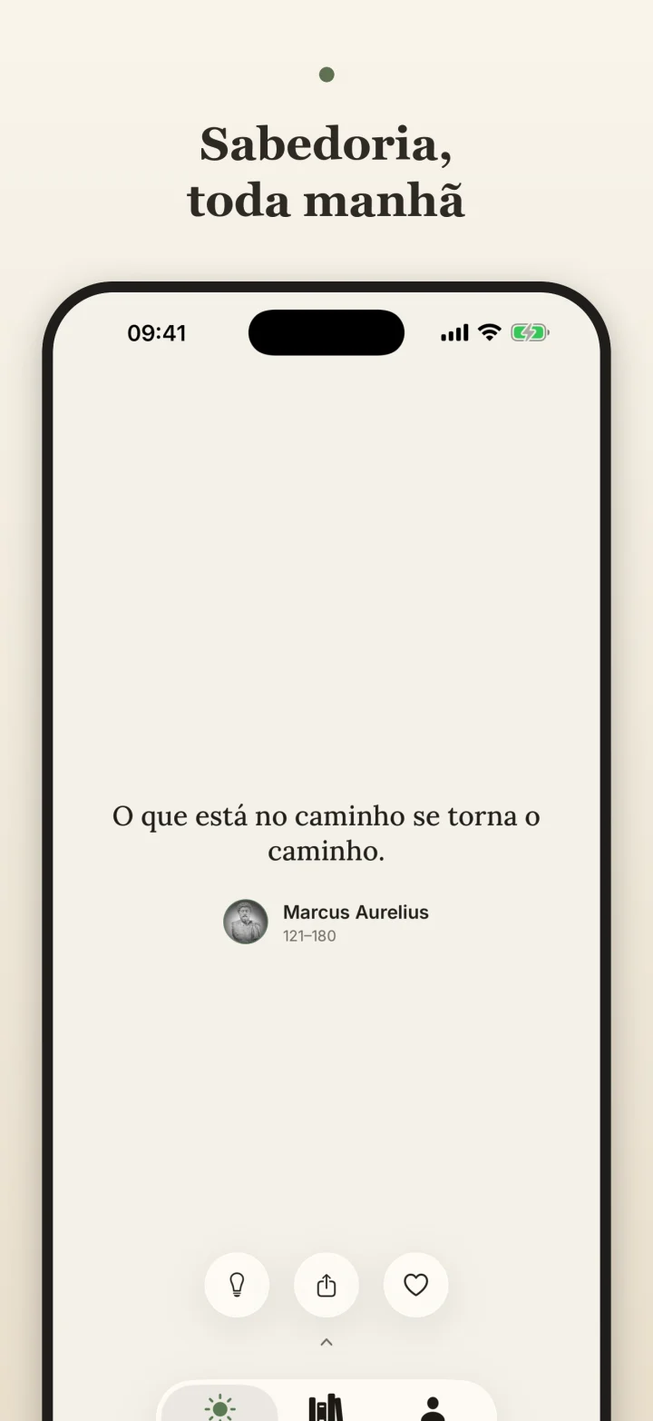 Captura localizada do Adage na App Store mostrando o feed de sabedoria diária